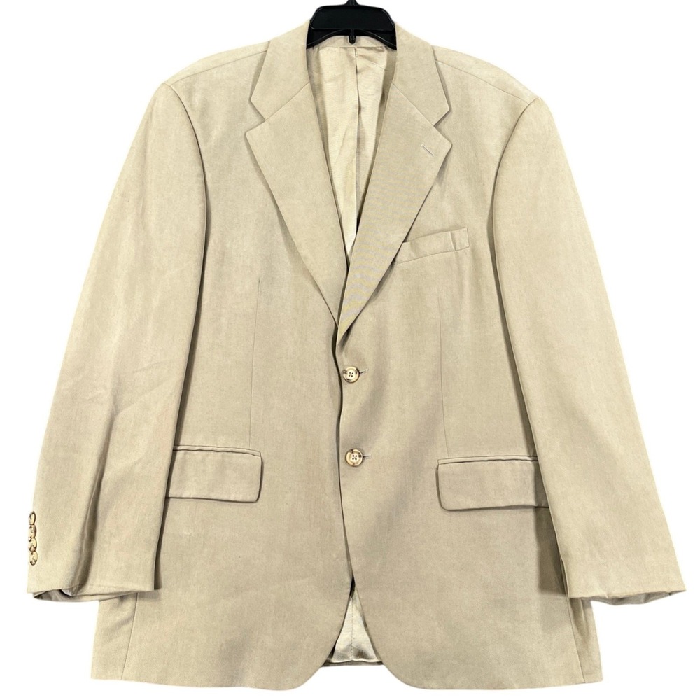 Ralph Lauren Blazer Mens 42R Tan Tencel Two Button Sport Coat Made Canada